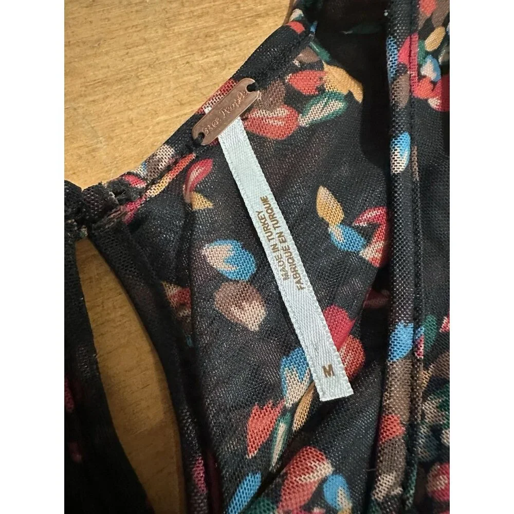 FREE PEOPLE Briella Ruched Midi-Dress in Twilight Combo Sz m - Picture 3 of 6